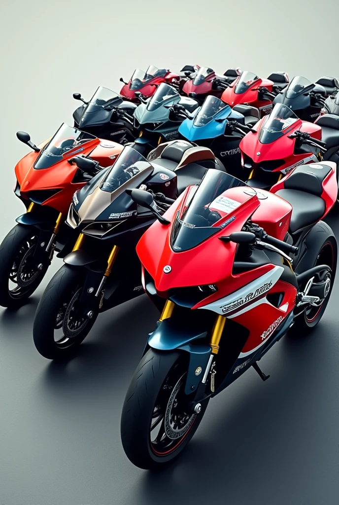 Several sports bikes together 