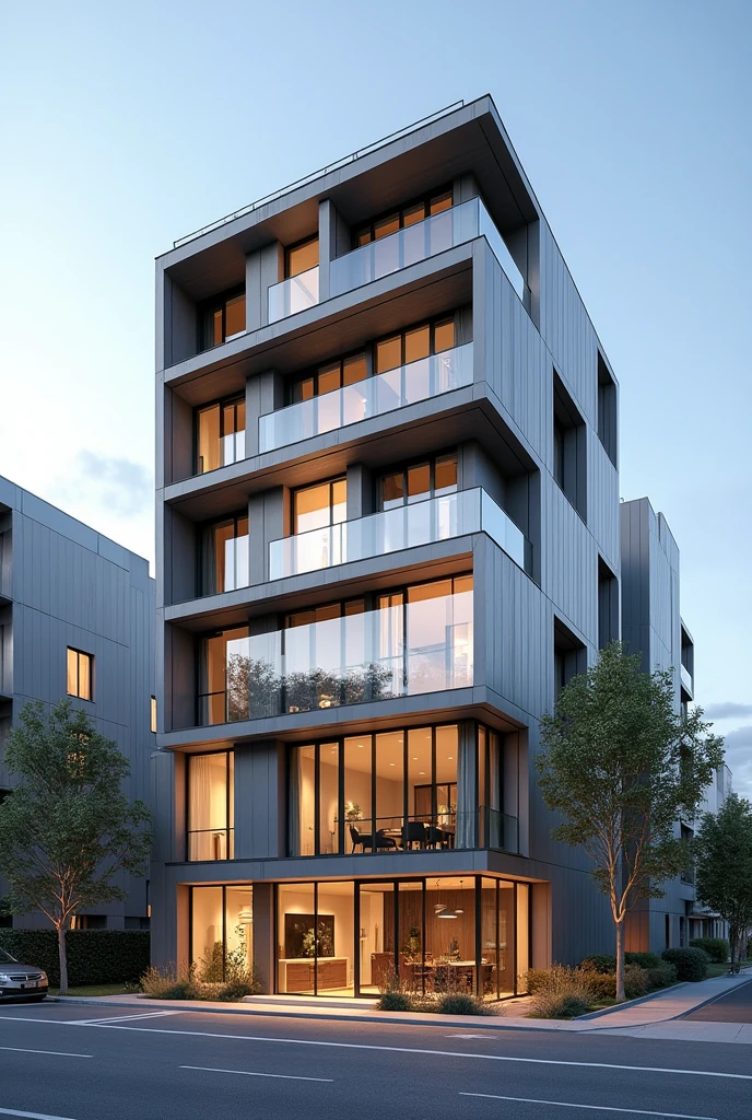 5 storey aesthetic commercial building with 5 residentials floors above it 