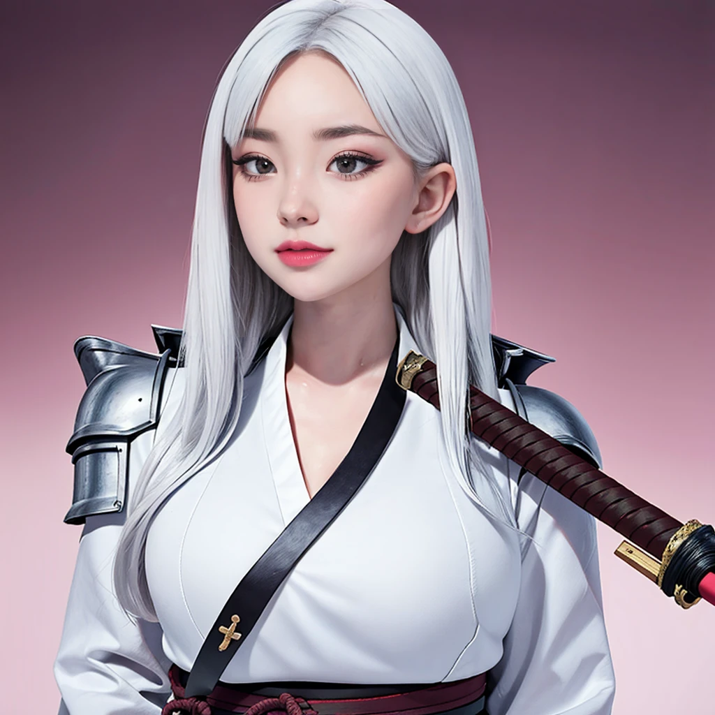 (masterpiece), best quality,1 girl, white hair, long hair, hair decorations, sensual face, white skin, tattooed body, posing, carrying a samurai sword, katana, Masterpiece, best quality, realistic, ultra high resolution, depth of field. (detailed background), (masterpiece: 1.2), (ultra detailed), (best quality), complex and complete cinematic photography, magical, (gradients), colorful and detailed landscape, visual key.,more detail XL