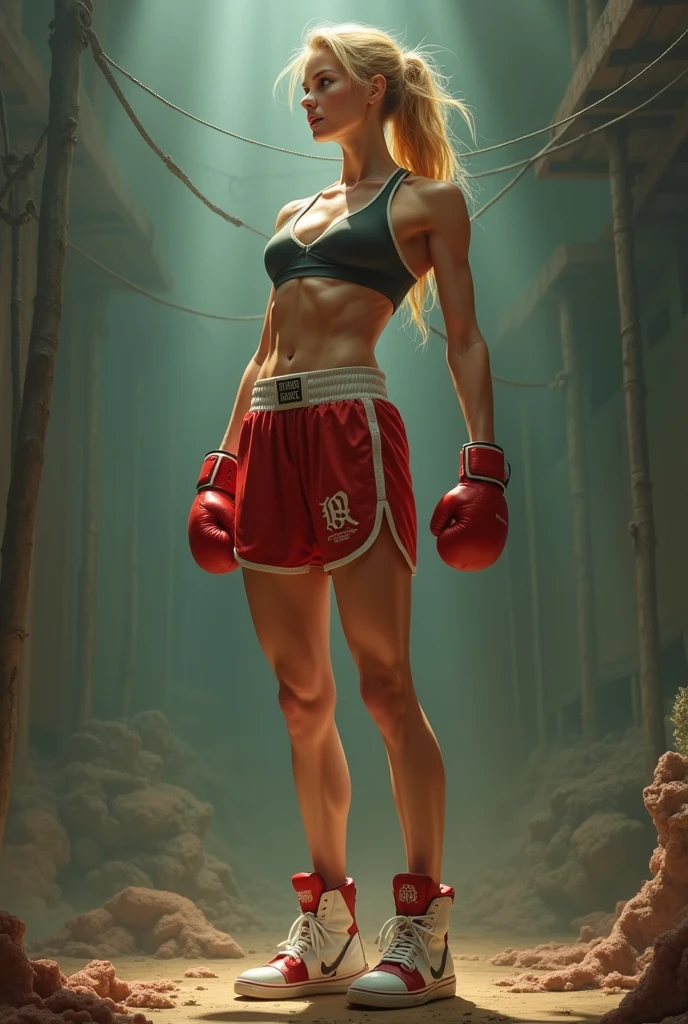 Female boxer Jane drinks a potion and suddenly becomes twice her height. She grows every second. She becomes taller, thin but muscular.. Jane likes this situation and it gets longer as she drinks the potion.
