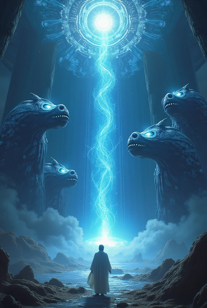 "Ezekiel's supernatural encounter! He saw the inexplicable: celestial creatures with four faces, wheels within wheels – full of eyes – and the throne of God, shining like sapphire!"