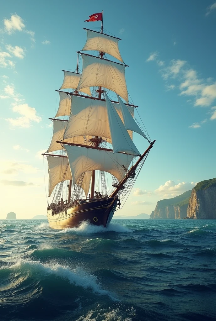 A sailboat sailing from Spain to Venezuela