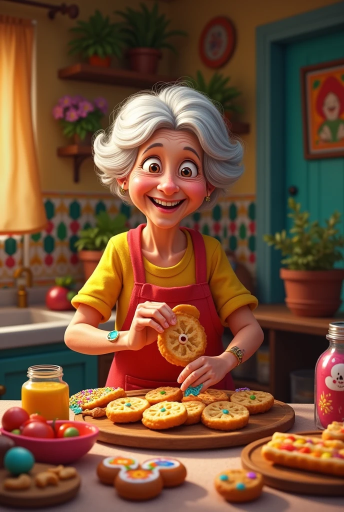 Grandma making Mexican Disney snacks
