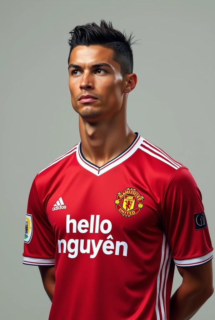 CR7 wear Manchester United shirt write “Hello Nguyên” on this