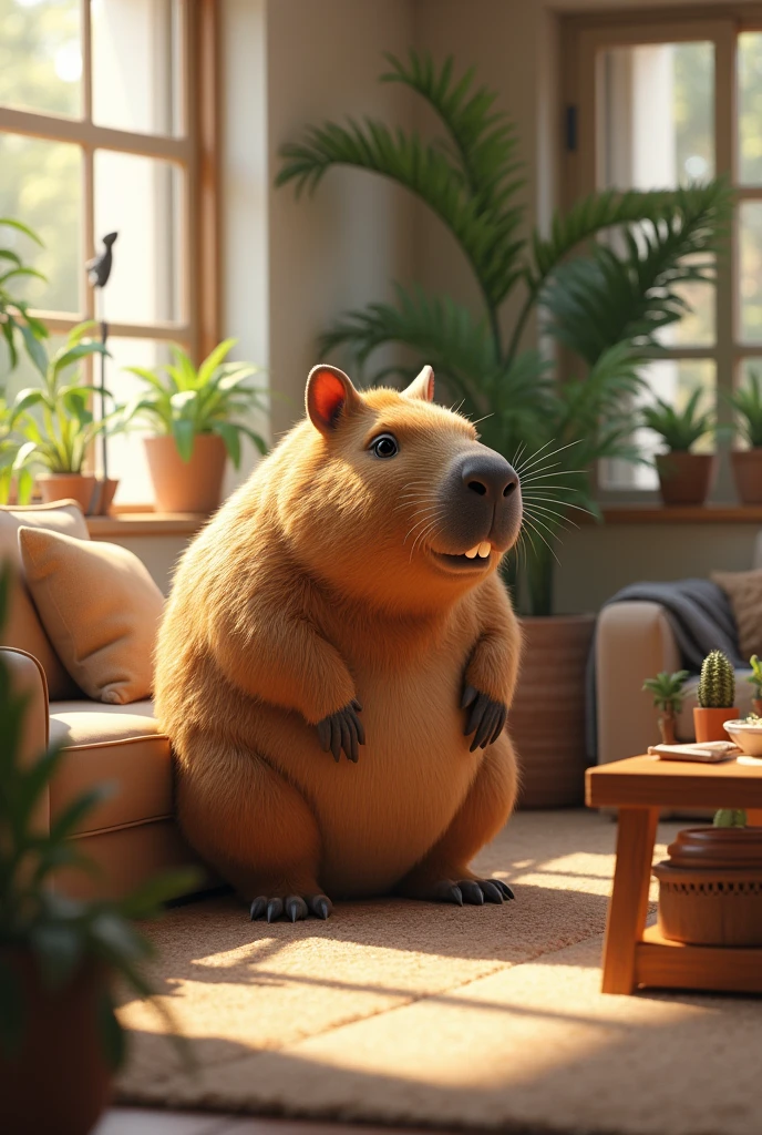 Capybara in the living room 