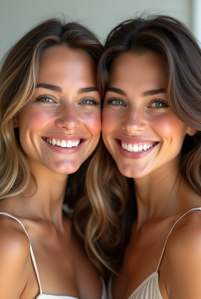 Realistic twin beauties、American、smile