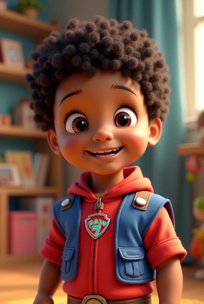 Raise a   with light brown skin and curly hair, littlsed as Ryder the human from paw patrol 