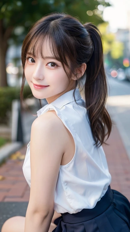 Tabletop、(masterpiece:1.3),
(8k, Photorealistic: 1.4, RAW Photos, Best image quality: 1.4),
Japanese Idols、Super detailed face、Attention to detail、Genuine、
double eyelid、Big and attractive eyes,Perfectly beautiful eyes、 Sharp focus:1.2、Beautiful woman:1.5、
Light brown hair、 Highest quality、masterpiece、Ultra-high resolution、Depth of written boundary、Perfect Shadow、(Photorealistic:1.4)、Highly detailed and professional lighting、Realistic Light、
Perfectly shaped、Symmetrical face、beautiful girl,Sharp focus, Perfect Anatomy,Crouching,
(Smiling and looking down at the camera:1.1),(Front shot:1.1),(Look forward),Black short ponytail,school uniform,(The uniform is transparent:1.2),(Nipples stick out:1.4)、glamorous,( Close the front of the clothes:1.1),(breast focus:1.1),street,Natural light,(Backlight),(A bright light shines from behind),(Lens flare)(Low position:1.3),(Low Angle:1.3)