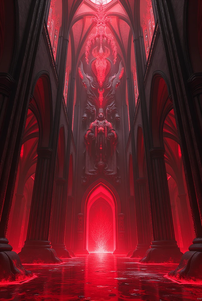 Generates the interior of a cathedral made of blood as if it were a jujutsu kaisen domain expansion 