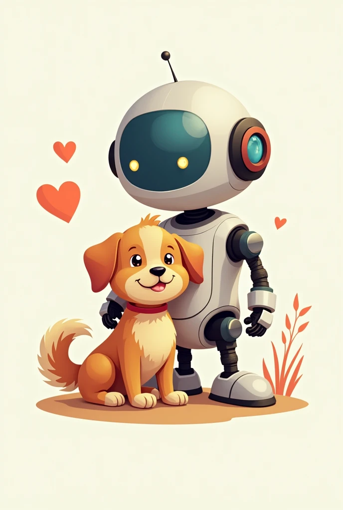 Create me a logo of a robot with a pet dog