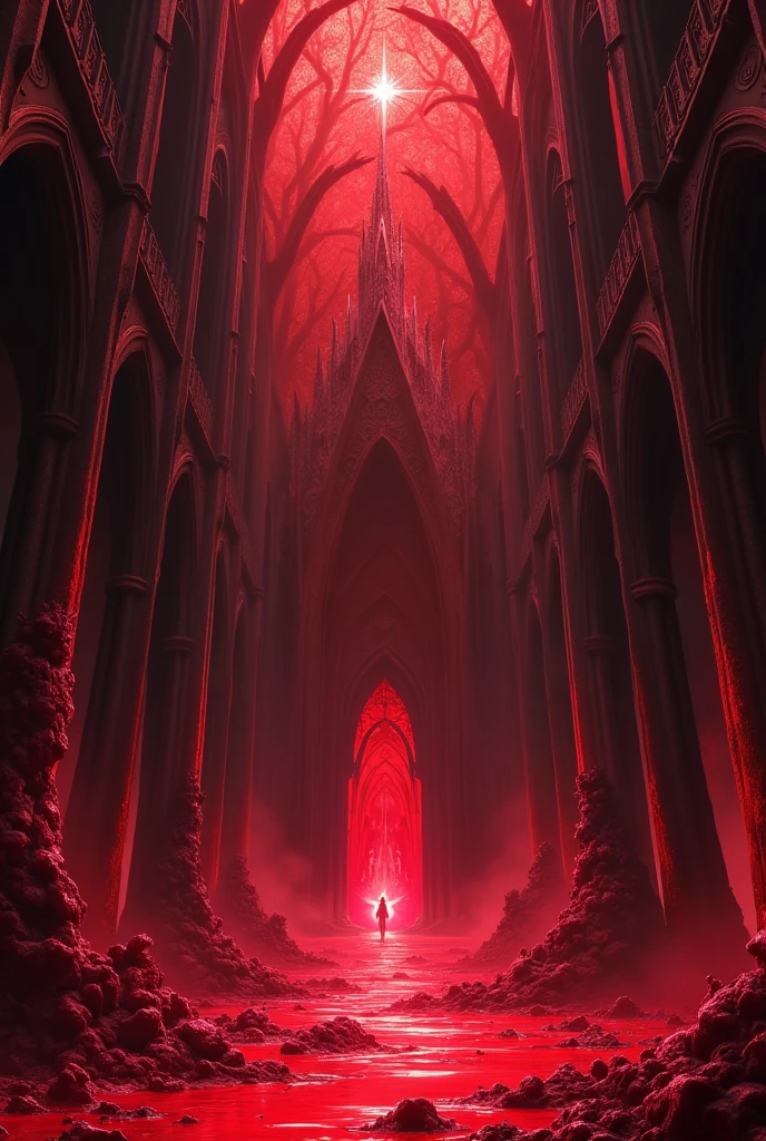 Generates the interior of a cathedral made of blood as if it were a jujutsu kaisen domain expansion 