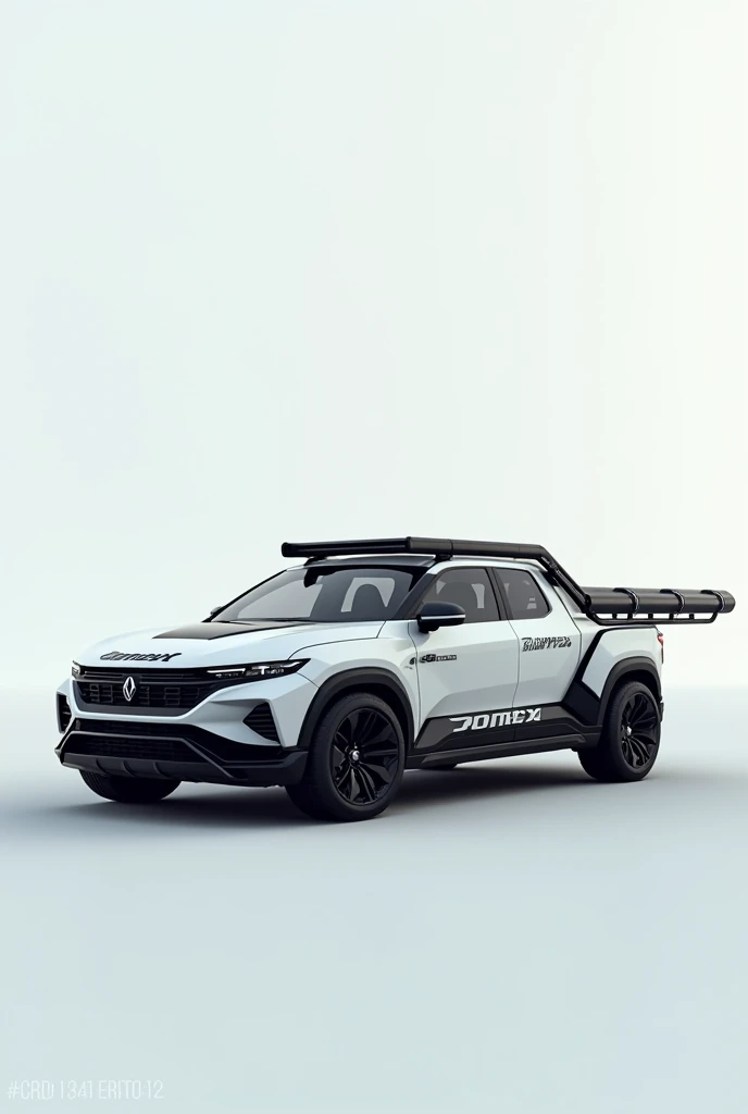 a white 2024 pickup truck with the name CONNEXT in black, with a telescopic ladder mounted on the back