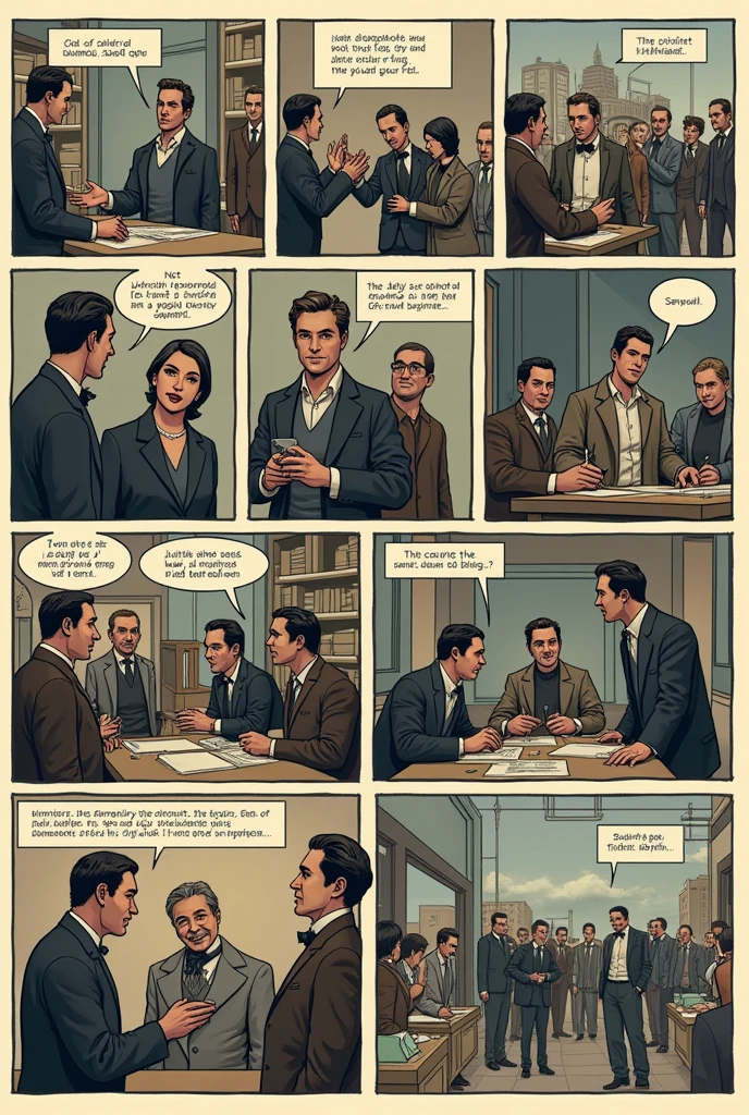 10-image comic about the early days of business history