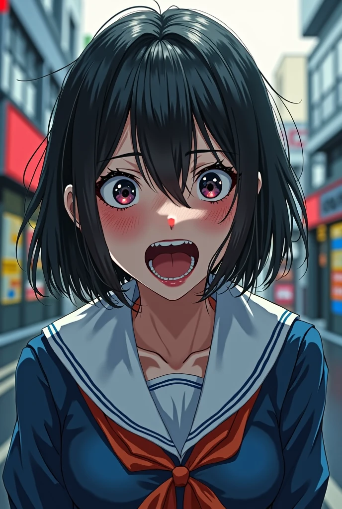 (Surreal), (8k), (Very detailed), (Best illustrations), (Beautiful attention to detail), (Highest quality), (Very detailed), (masterpiece), (wallpaper), (Detailed face), alone, 1 girl, 1 hour drawing challenge, Wet sweat, (school uniform:1.3), Looking at the audience, Exquisite detail, Detailed faces, ,Pure Erotic Face Ace_ v1,Japan,high school girl,uniform,Akihabara,looking at the camera,anger,Screaming