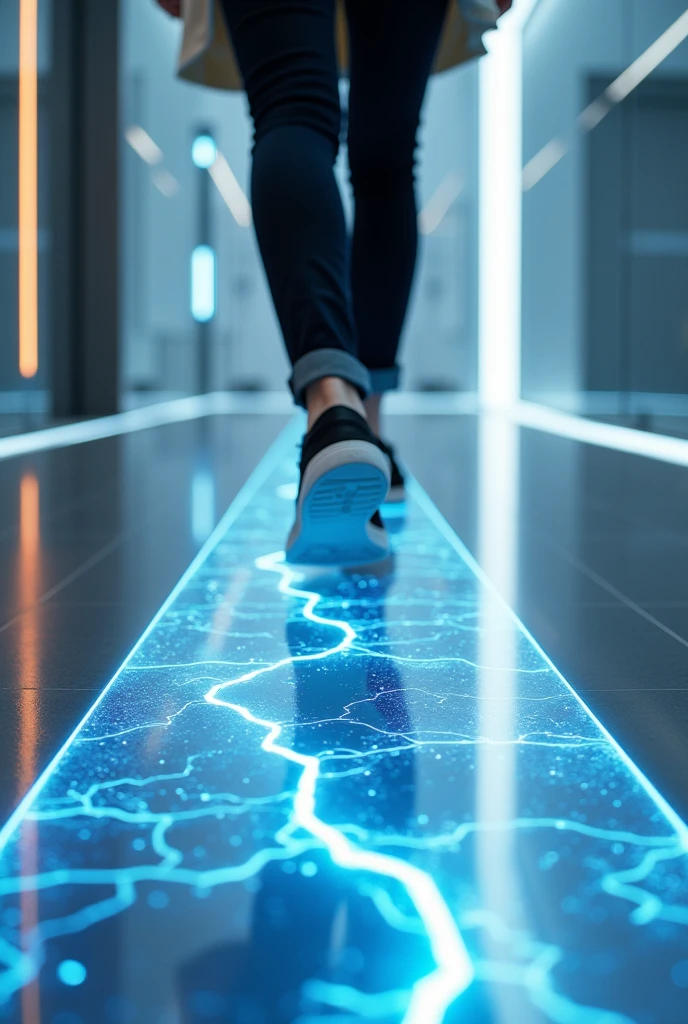 I want you to create the image of a carpet-type floor that has the technology that every time you step on it, it is electrified.