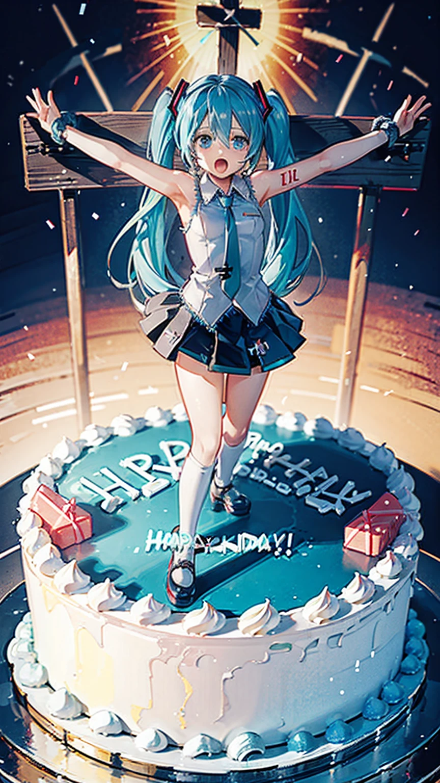 (((Crucifixion))),shouting,hatsune miku,(((birthday cake)))