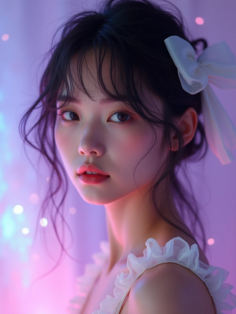(masterpiece,best quality:1.4),(8k,raw photo,photo realistic:1.2),(shiny skin),detailed skin,detailed face,detailed eyes,Sparkling eyes:1.3,Symmetrical eyes,Detailed Background,detailed hand,1girl,natural make-up,(((cute teen))),((Little prima donna)), (Lite blue Fancy costumes), natural breasts,young trendy hair, ((Teen average breast)),(((Ballerina dancing gracefully))),((shiny cleavage)), (very beautiful cute), (beautiful asian),, girl cute-fine-face,,Cute smile, (super detailed gracefully Costume Fancy design,trend),nsfw,sexy Instagram style,,face of the Golden Ratio,gracefully in Japan,(((Japanese teenagers))),Great location, ((Neon Background)),(cowboy shot),breast angle