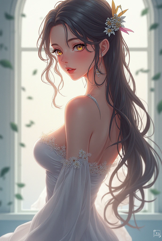 nsfw, ((1girl)), ((masterpiece)), realistic, ((highly detailed:1.3)), princess bathing in a marble tub, ((long brown hair with green eyes)), wet hair, nude, bathing, ivorygoldai, royal palace bathroom setting, steam, ornate marble tub, (rose petals floating in water:1.3), early morning light, windows, crepuscular lighting, dynamic pose, dynamic angle,