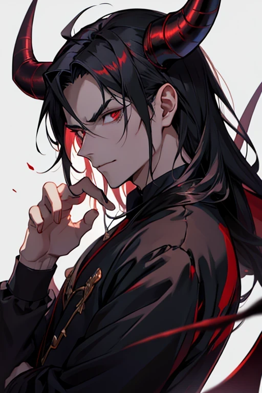 anime, boy 18 years old, with red eyes and black long hair, with red glowing eyes, cat - like scarlet eyes, kawacy, with glowing red eyes, handsome japanese vampire boy, detailed anime character art, zhongli from genshin impact, l vampire, trending on artstation pixiv, florest background day, trees, abs, six-pack, shirtless