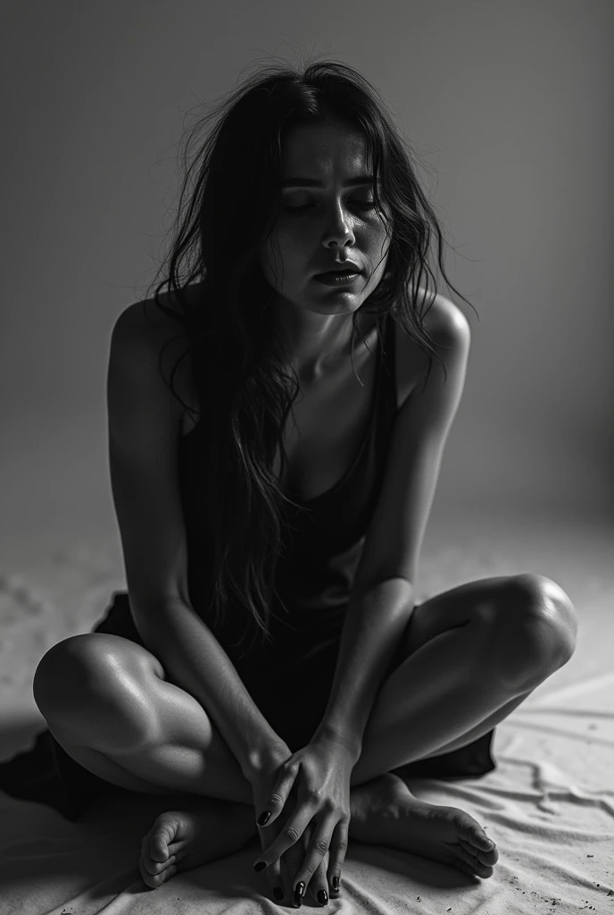 Woman lying down with her legs bent, knees to her chest and hands on her knees,rompts
Copy
professional black and white model photography, dramatic lighting, low-lit lighting. Utilize shadows and highlights in monochrome to create a powerful visual narrative, accentuating the form and contours of the subject in an evocative manner, a play of shadows that adds depth and intensity, sophistication, expressive, timeless and cinematic quality, interplay of light and shadow, visually striking, artistical