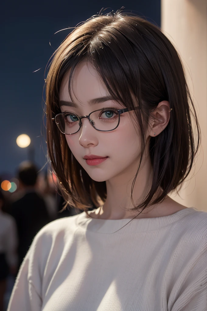  a young adult, Caucasian skin, short dark hair, greeneyes, wearing glasses, defined face, defined jaw, brawny, psychiatric patient, at a hospital, bonitas, appealing, lost look, tense expression.