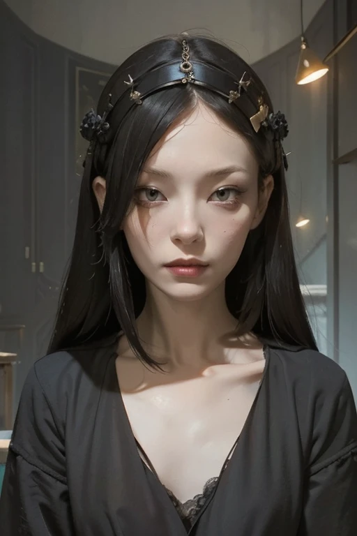 (masterpiece), (High resolution), (Very delicate), Dark atmosphere, Flat Illustration, Creepy Appearance, Characteristic hairstyle, creative accessories, Unique atmosphere、 Queen of the Flies
