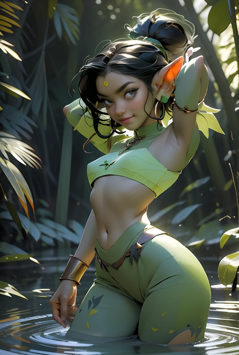 cute elf,(((little ,body))),(((46 years old))),((anime elf with extremely cute and beautiful green hair)), (((elf))), (((elf ears))),
(((flat chest))),((((green hair:1.35,messy green hair,braided green hair, (dreadlocks green hair:1.5),colored inner hair,hair over eyes,ear breathing)))),(((green_eyes:1.3))),intricate eyes,beautiful detailed eyes,symmetrical eyes,big eyes:1.5,(((lustrous skin:1.5,bright skin: 1.5,skin tanned,shiny skin,very shiny skin,shiny body,plastic glitter skin,exaggerated shiny skin,illuminated skin))),(detailed body,(detailed face)),
cute,slutty,erotic,daring,(nsfw),
((creepers on his body:1.3)),revealing clothing,show skin,(((Sexy green fur coat, green fur coat outfit, wearing a green fur coat:1.3,green winter coat))), ((visible thong straps)),((underpants strap)),(green clothes,semi-naked,with little green clothing),(((leaves and flowers on her clothes:1.2,leaves on her clothes:1.2, flowers on her clothes:1.2,leaves and flowers on her hair:1.5))),(((intricate outfit,intricate clothes,embroidered outfit,ornate outfit))),
(dynamic pose:1.0),embarrassed,(centered,scale to fit dimensions,Rule of thirds),
((snowy pine forest)),winter,scenery:1.25,((intricate scenery)),((snow forest background)),Christmas tree,
(Glossy winter ornaments),highres,sharp focus,(ultra detailed,extremely detailed),(photorealistic artwork:1.37),(extremely detailed CG unity 8k wallpaper),(((vibrant colors,vibrant theme))),(intricate),(masterpiece),(best quality),