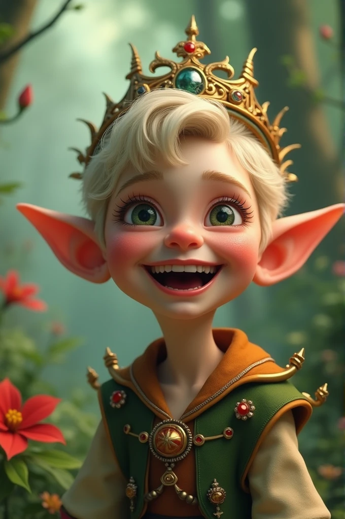 A 2 pink haired fairy,90cm black eyes,wearing a floral medieval dress, with an adventurer's bag on the side of the body, in a tavern while playing the instrument fight (bard) Happily, adventurers all around smiling and drinking all looking medieval