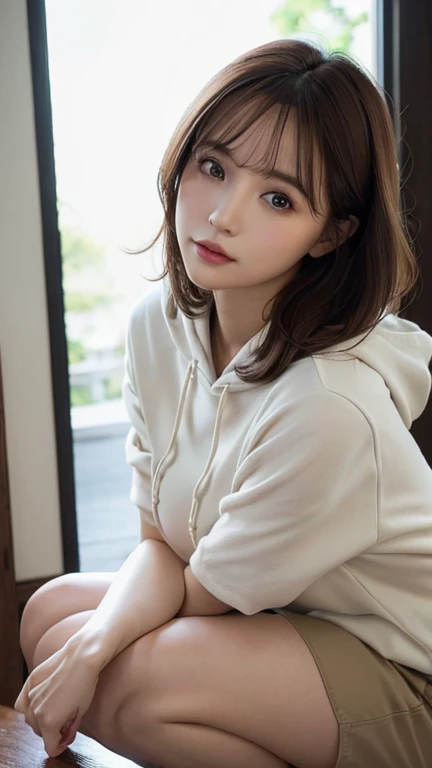 (Surreal) , (Like the picture:1.4),(Increase the resolution), (8k), (Very detailed), (Beautiful and fine details), (highest quality), (Ultra-detailed), (masterpiece), (wallpaper), (Detailed face), solo,1 girl, perfect beautiful japanese woman:1.4、19 years old、Looking at the audience, Subtle details, Detailed face, Cloudy, Deep Shadow, A gentle smile,Short hair white color,My hair is messy,Looking up,(Lightweight hoodie :1.2),Background is night,Camera angle high angle,Various poses,necklace,Attractive face, Medium chest, Dynamic pose,