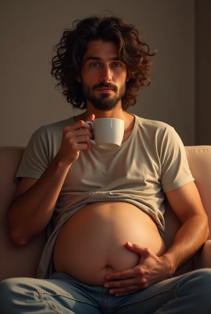 pregnant turkish handsome boy giving birth in bath