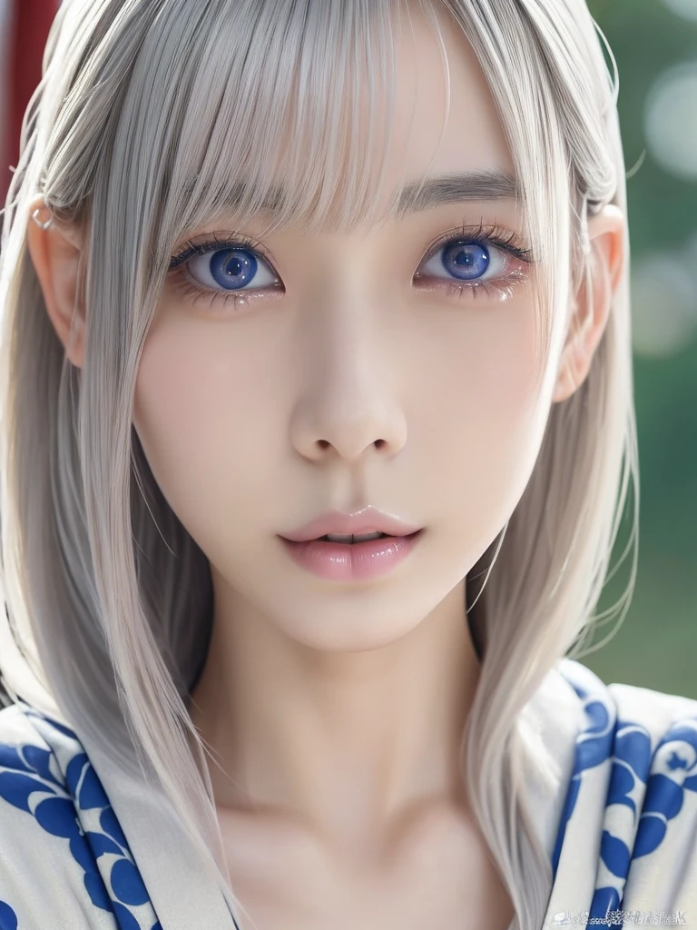 Beautiful Dragon Girl、White skin、Blue Eyes、Silver Hair、