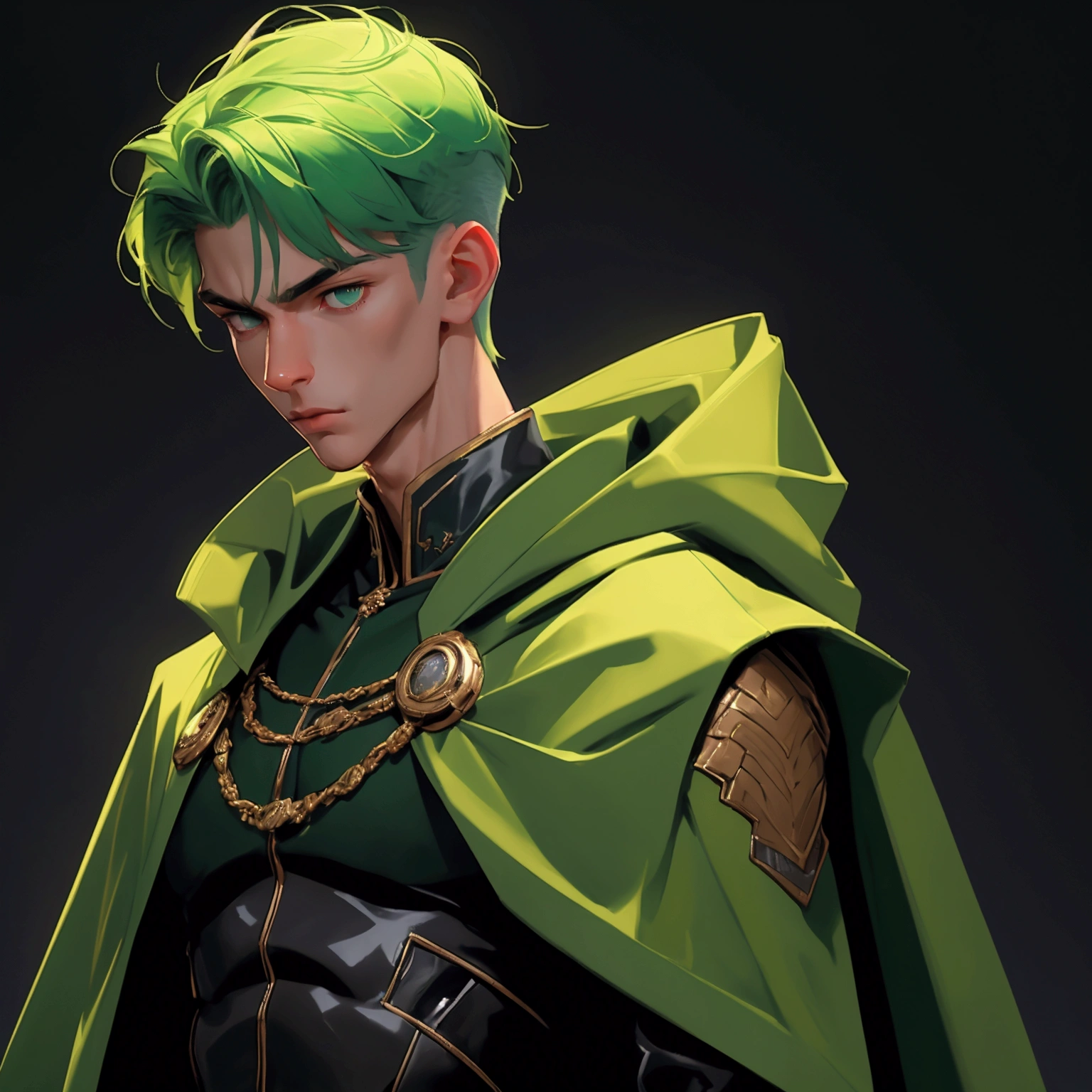 Roronoa Zoro, one piece anime, man, earrings, face, green_hair, jewelry, male_focus, outdoors, short_hair, symmetrical body, portrait, cinematic lighting, high contrast, artstation, character concept art, 8K , simple background, scar over one eye