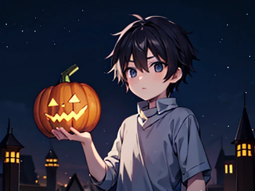 1boy, (perfect quality), ultra-detailed, greenish blue eyes, longer deep black hair with deep red streaks, late teens, Halloween mask in hand, cinematic angle, dark, Halloween decorated university background, masterpiece, best quality