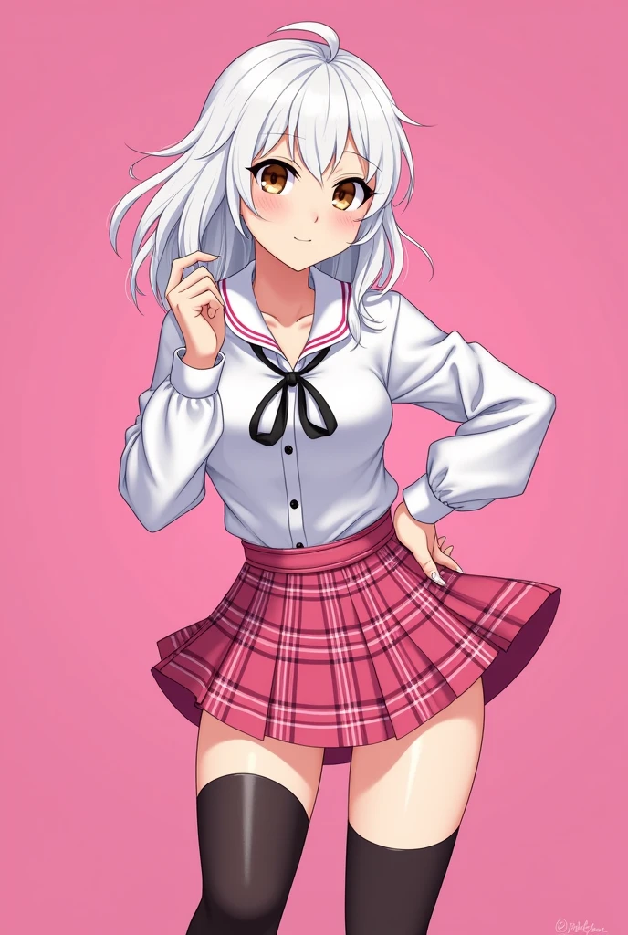 one girl, cat ears, school blazer, naive, plaid skirt, pure, girl love me, heart mark, from above, open mouth, wariza, sexy mouth