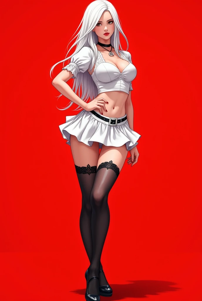 ((Best quality, 8k, Masterpiece :1.3)), (full body:1.5), 1girl, (white cropped jacket, highly detailed, rule of thirds, jewelry, long hair, bangs, hair between eyes), (Very slim and slender muscular body:1.3), (long leges:1.5), (Extremely beautiful face, Beautiful lips, Beautiful eyes), (thicc:1.5), wide hips, legs spread, (the pose:1.4), (Huge breasts:1.5), (huge tit, sagging breast, Slim, tightsuit, Lower chest position, Swollen breasts, crisp breasts, Breasts during lactation), (weiss schnee:1.5)