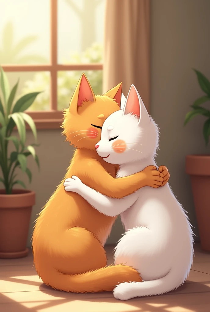 The white cat meets his new friends, the bear and the fox. They play together and have a good time.