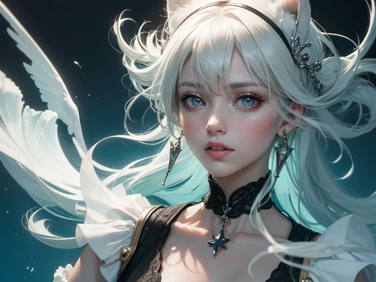 there is a woman with a headdress and a lot of wires, highly detailed vfx portrait of, symmetry! futuristic robotic, nekro, nilian animation studio, vadim voitekhovitch, extremely detailed goddess shot, 2015 cinematography, beautiful cyborg girl, jason engle, keyframe, anthropomorphic _ humanoid, futuristic suzuki --ar 16:9