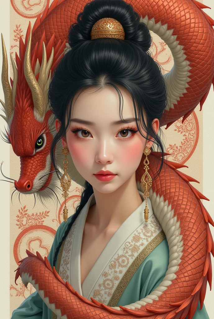 {{{{{illustration}}}}},by Yuko Shimizu,1girl,chinese dragon,chinese girl,female focus on, {{color Ink wash painting}},{{ink splashing}},{{color splashing}},{{{colorful}}},{{sketch}}, Masterpiece,best quality, beautifully painted,highly detailed,