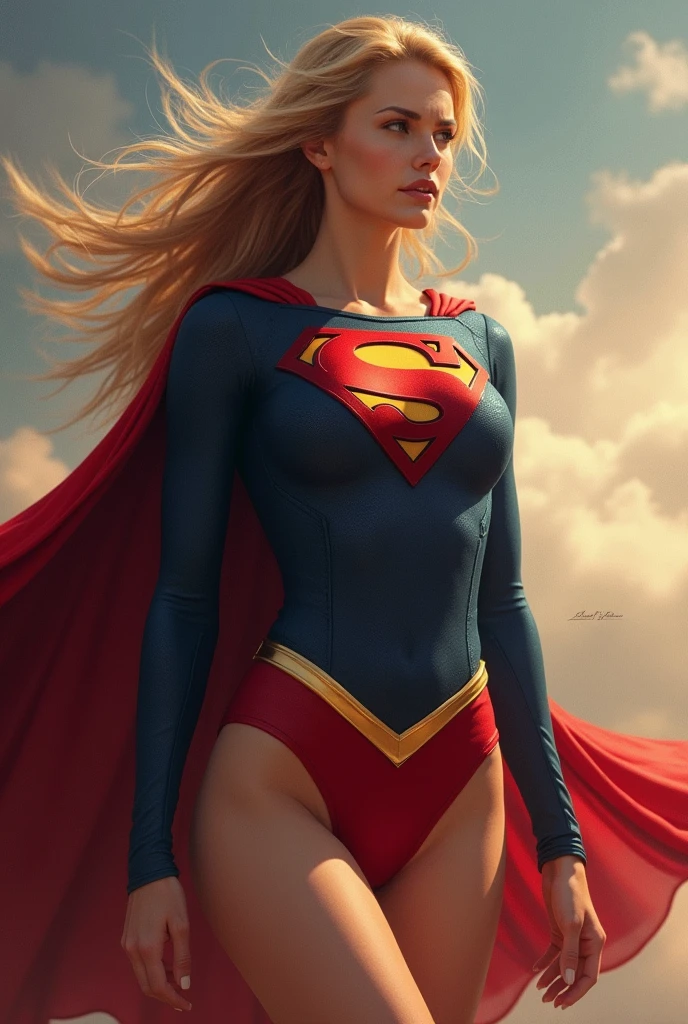 Very beautiful supergirl, whole body, Small breasts
