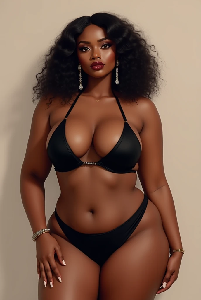 photorealism 
ultra High resolution cyber realistic full portrait of a powerful Dark chocolate brown skinned toned melanin bbw thick plus size 
, curvaceous woman long beautiful flowing hair exuding a findom persona exuding with an intense, hypnotic gazei Beautiful women&#39;s feet