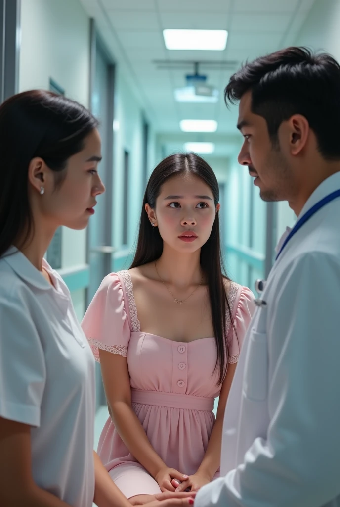 A beautiful Japanese girl with fair skin and angelic features..... She is a ager、Looks like a slender middle school student. The girl is wearing a ballet costume, tome'a little embarrassing for her. She has a childish appearance with a flat chest. The stage is a hospital, especially in pediatric wards. The doctor is conducting a medical examination of the girl, Includes genital examination. The atmosphere inside the hospital is professional and clean..... The girl is a little nervous about the vaccination she is about to receive..... The artwork is、Must be realistic, Highly detailed photorealistic quality, high resolution render。. Color palette should be soft and pastel, Gives a cute and innocent atmosphere. Lighting should be balanced and natural, Beautifully illuminate the scene.、Show nipples、put on underwear、Underpants1becomes a sheet、Flipping through underwear、Pained look、receive an injection、Hold the knife、Rehabilitation、male scary sexual doctor、sexual harassment