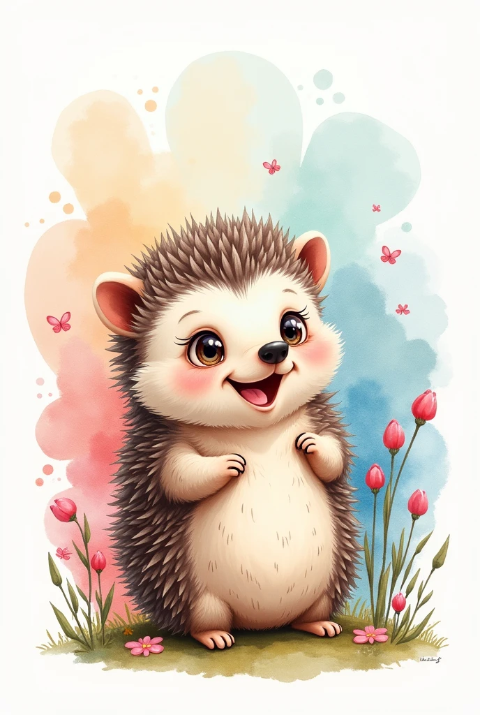 Watercolor style hedgehog、