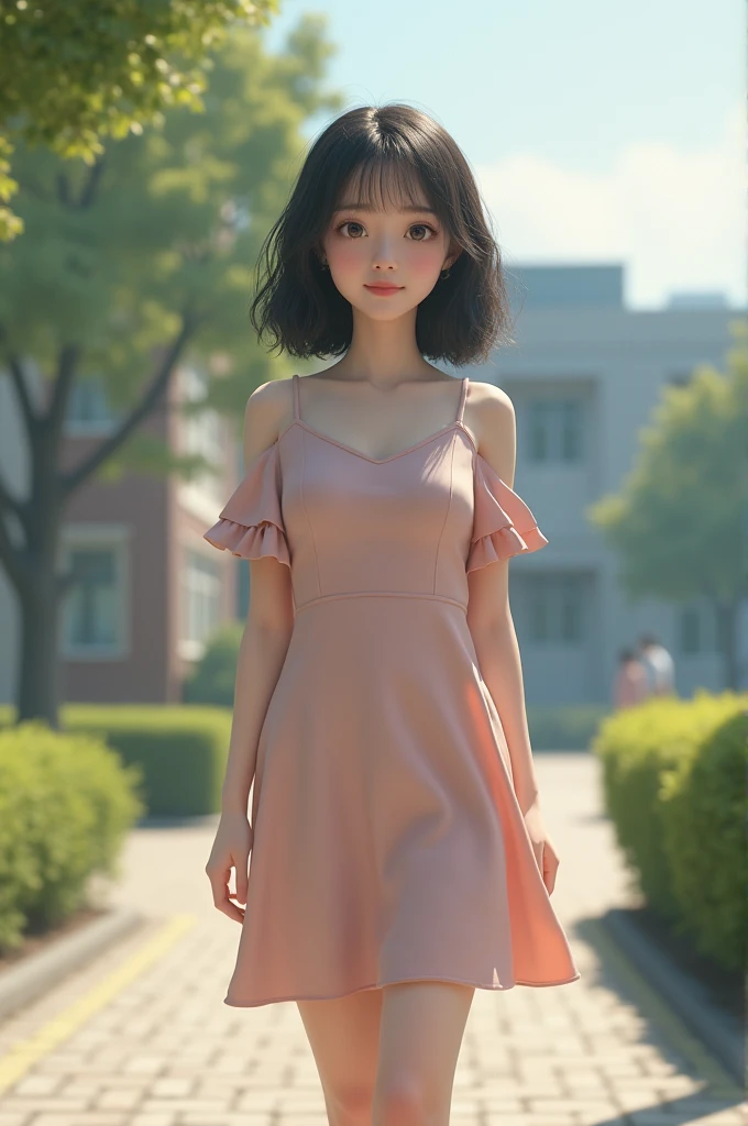 (top-quality、masterpiece)、1womanl、((A dark-haired))、(((short hairstyle)))、20yr old、intricate detailes、Look at viewers、sunlight from windows、red blush、bangss、is standing、poster for、((Photoquality))、vases、picture frame