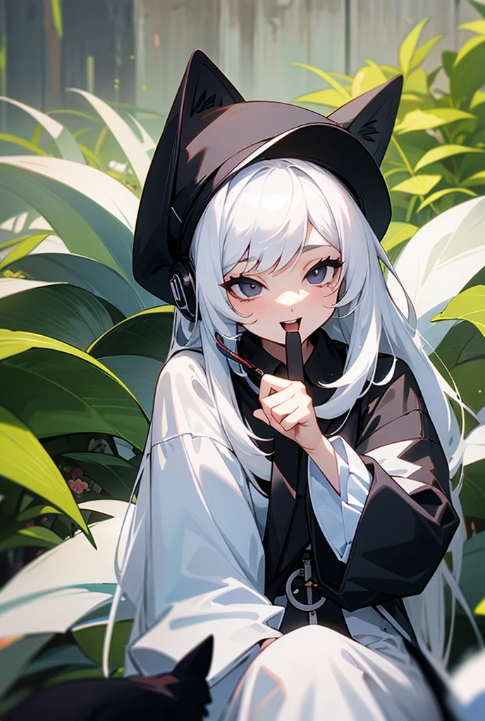 highest quality　Neutral face　woman　I have long hair　Odd Eye　one person　Gray Hair　Koishi Komeiji　beautiful girl　Cat ear　naked　ejaculation　Masturbation