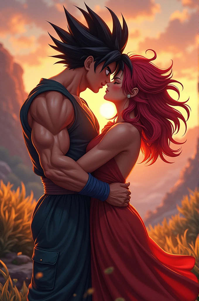 A man and a woman anime version, facing each other to see who is better but the girl is very strong
