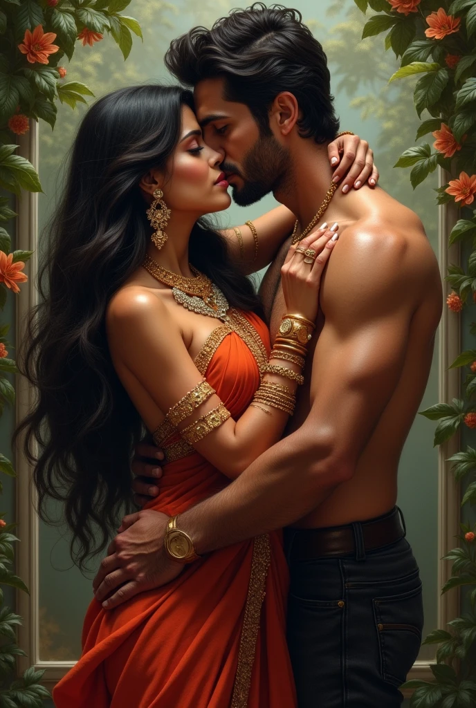 Big hot girl kissing a man in indian style pk