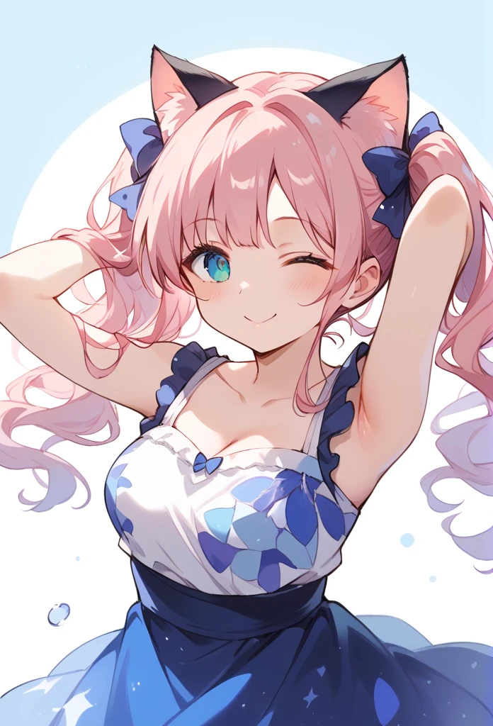 Mature woman 、Solo 、High Resolution 、sketch 、Puckered Lips 、Heart In Eye 、Sanpaku 、pink hair 、Doughnut Hair Bun 、Bunny Hair Ornament 、Sparkle 、coquette dress,
