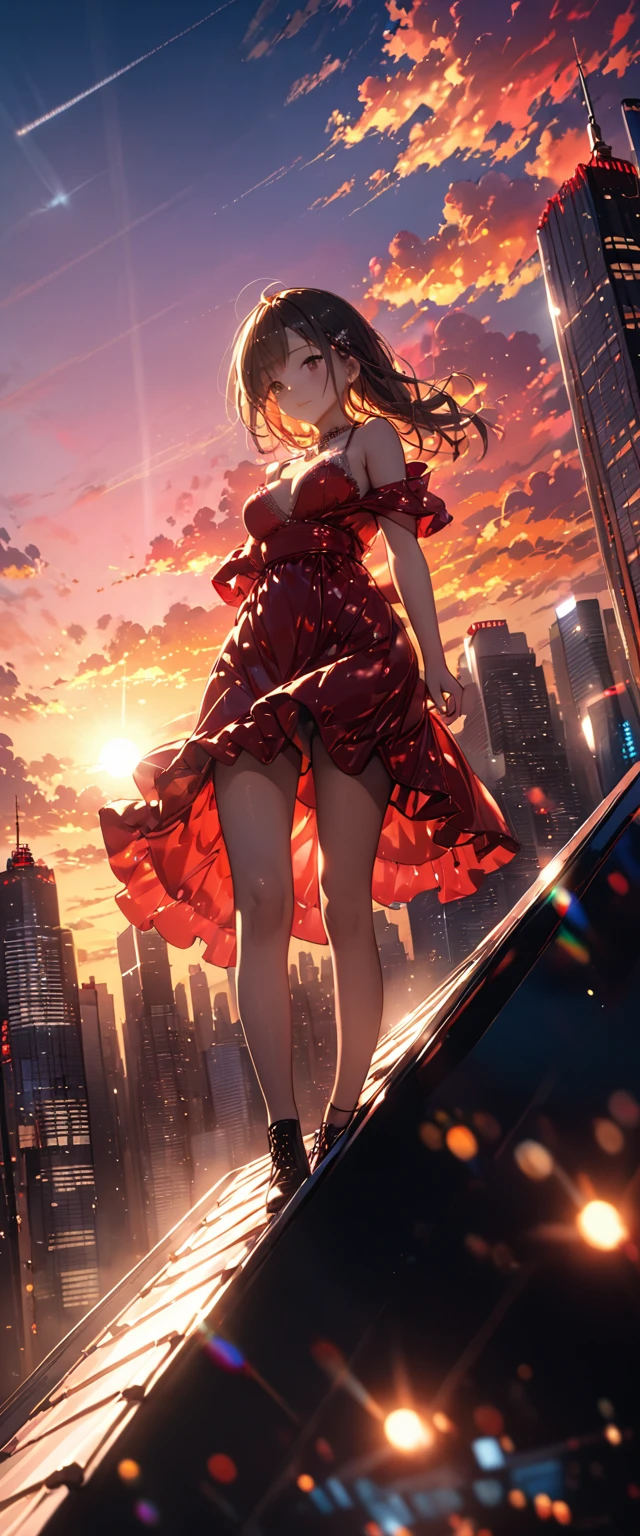 (SFW, NSFW_STILL_SHOW), Oppai-、((wide-angle, Flying Magic、Floating hair、Floating in the air, Curved horizon, Overlooking a city eroded by the jungle,Above the city)), { (Mystic sight)| best quality | 8k | clear |focused } (Masterpiece:1.2, photo-realistic:1.37)、{ Soft Lighting with many Follow lights | smooth shading }、(Detailed KAWAII Face)、{(Childish)|(Gigantic Cleavage)}、{ ((facing back))| ((Full Body:1.2)) | ((Ass focus)) }、Detailed open crotch、(Detailed glistening ivory skin)、extremely detailed, { Naked bandage | Transparent Veil | Red Leather High Collar | Red Long Boots | rubber sole | Random hair color }, { correct legs | correct hand | correct fingers | feminine hands | perfect anatomy | no missing limbs | no extra limbs }, ((rubber sole)),