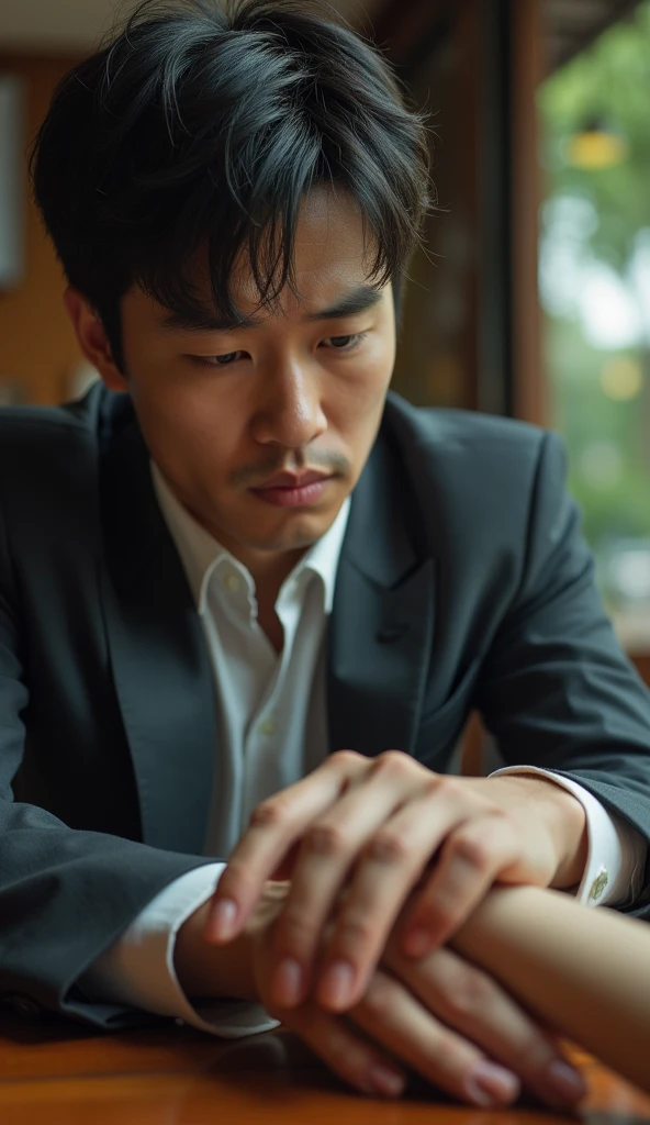 A portrait of Beakjin Na cries