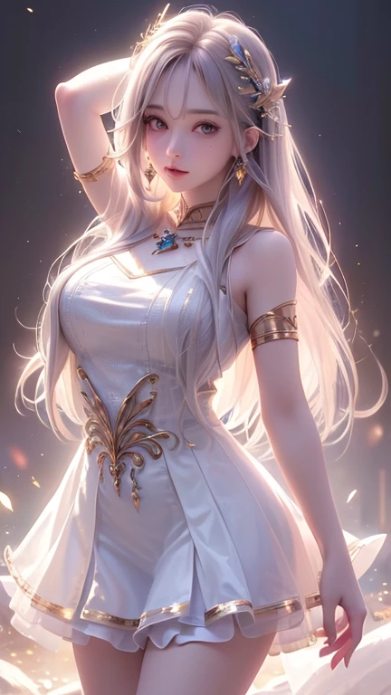 the watercolor style，shift dresses，glittery，Dreamy feeling，a sense of atmosphere，fictional，best qualtiy，8K，rich details​，Ultra-high resolution, Extremely detailed Artgerm, Art germ. anime illustration, IG model， Art germ on ArtStation Pixiv, Fantasy art Behance, 2. 5 D CGI anime fantasy artwork